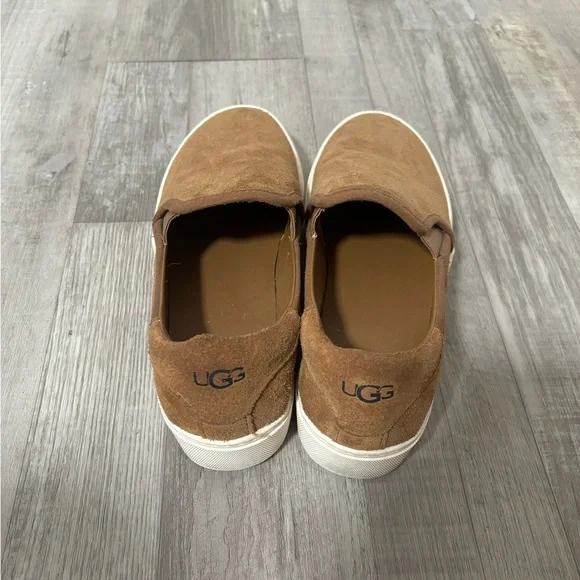 UGG WOMENS Slip-On Suede Loafers in Tan - Picture 3 of 3